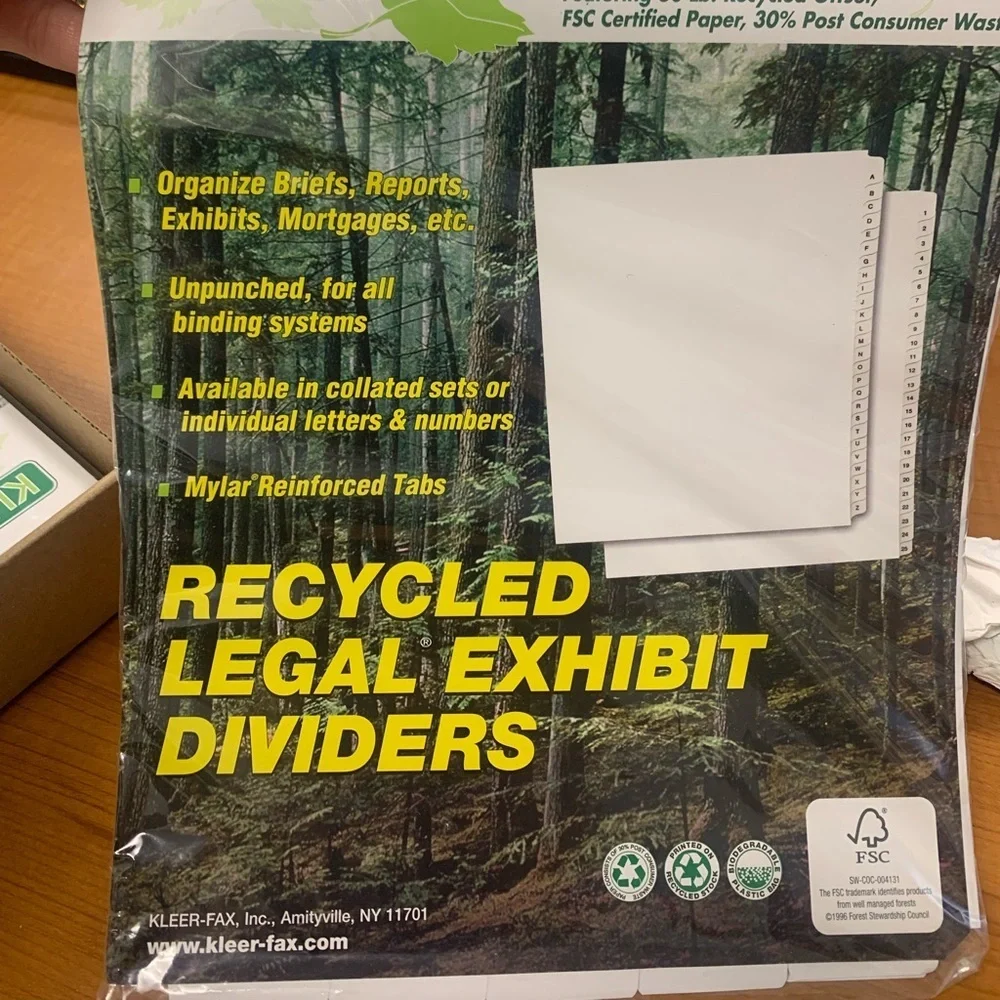 Bottom Tab Legal Exhibit Dividers (set of 10)